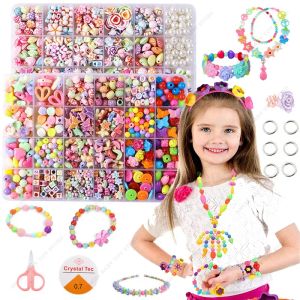 Bambini perle perle fai -da -te che producono perle per ragazze arte e braccialetti artigianali Anelli di capelli per capelli. Regalo di compleanno giocattolo