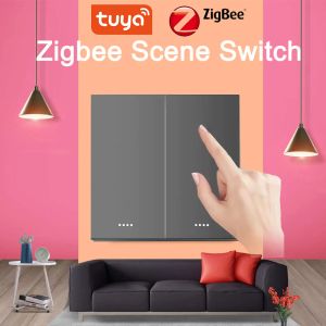 Kontroll Tuya 6 Gang Zigbee Wireless 18 Scenario Smart Switch Push Button Controller App Control Tangentboard Scene Sticker Panel Smart Life