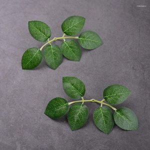 Decorative Flowers 10/30/50pcs Six Fork Silk Screen Rose Leaf Mesh Simulation Leaves Artificial Green Fake DIY Process