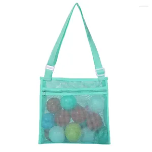 Storage Bags Solid Color Children's Beach Mesh Shell Holding Toy Collecting For Kids Bag 3Pack-Set