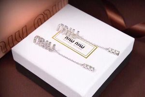 New Water Diamond Miu Letter Long Tassel Pendant and Earrings for Women