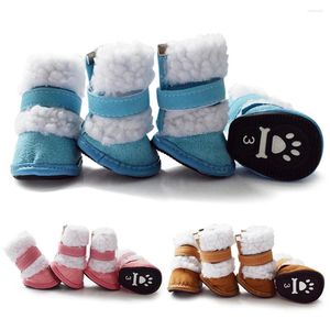 Hundekleidung 4pcs/Set dick warm warmes Winter Haustierschuhe Anti-Rutsch-Schneestiefel Schuhe für kleine Hunde Welpe Chihuahua Teddy Care Care