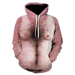 Męskie bluzy bluzy mięśniowe włosy klatki piersiowej 3d print men bluzka Sudaderas para hombre zabawne streetwearu stranger t dhvxj