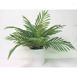 Decorative Flowers 19" X 18" Artificial Phoenix Palm Plant In Ceramic Pot White