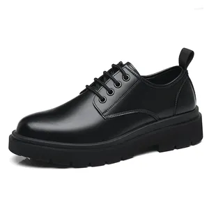 Casual Shoes Mens Business Office Formal Dress Original Läder Lace-Up Derby Shoe Black Autumn Winter Platform Footwear Zapatos