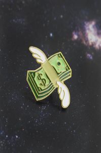 Tecknad mini -sedlar emaljstift PINS Green Dollar Angel Wings Symbol Brosch Men039s och Women039S Sticked Backpack Badge Acces2454360