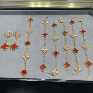 Top quality 18K Rose Gold 4 Four Leaf Clover Necklace Luxury Designer 925 sterling silver Bracelet Earrings Necklace Jewelry Sets Women Famous Brand gift