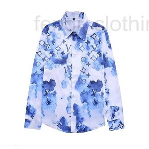 Designer de camisas casuais masculina Spring Autumn Manga Longa Menina Moda Geométrica Carta Imprimir Button Down Dress Cirche Man Plus P19X