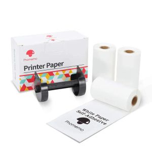 Paper Phomemo 3 Rolls 2 Years White SelfAdhesive Thermal Paper 50mm*3.5M Sticker with Black Holder For M02 Series Protable Printer