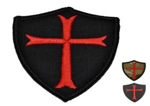 253 inch Whole 3D Patches Knights Templa Embroidered Military patch Morale Patch with stick armband Shield badge sew on patc9235807