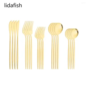 Definir talheres lidafish 20pcs ouro aço inoxidável conjunto de utensílios de aço