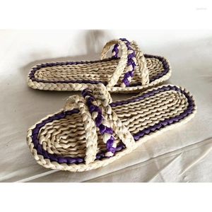 Sandals Corn Husk Weaving Single-layer Slippers Saffia Shoes Home Straw El Disposable Hospitality Flip-flops