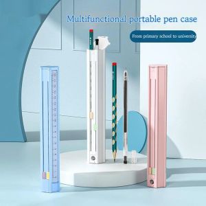 Pens novo estojo de lápis multifuncional conjunto com a régua de lápis Eraser School Stationery Pen Holder Box Organizador Office Supplie