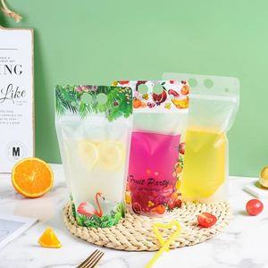 500ML Drink Pouches Juice Bags Reusable Drink Cocktail Smoothies Pouches For Party Summer Fun Bags For Drink F2024340