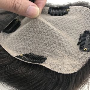 Toppers invisíveis cabelos naturais de base cantada para mulheres brancas com clipe de cabelo rachado em pedaços de cabelo