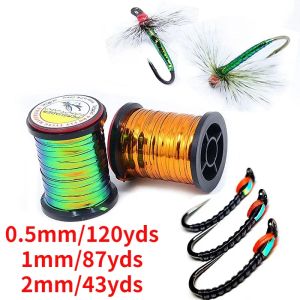 0,5 mm - 2mm dois tons de tinsel pavão verde/laranja Mylar Mylar Matery Baty para ninfas moscas molhadas isca de pesca corporal