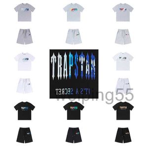 Mens Trapstar T-shirts Tracksuits T Shirt Designer Embrodery Letter Luxury Black White Grey Rainbow Color Summer Sports Fashion Cord Top Short Sleeve7Mga