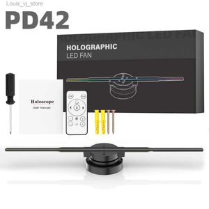 Nowatorskie oświetlenie LED Wyświetlacz Nowy hologram PD42 3D Hologram Projector Fan WiFi Business Reklama Lekka holograficzna lampka Projektory świąteczne prezenty YQ240403