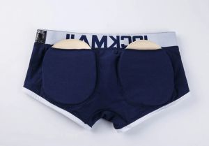 Jockmail Brand Улучшение мужского нижнего белья боксеры боксеры с сексуальным выпуклом гей -пенис спереди + задний двойной съемный