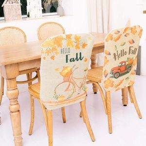 Sandalye Yemek Odası Geri Yıkanabilir Kırmızı Kamyonlu Kamyon Kabak ile Slipcovers Şükran Günü İçin Hasat Koltuk Koruyucu Kapak