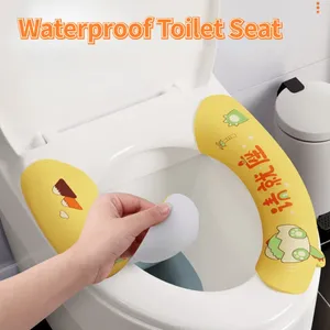 Toalettstol täcker vattentät matta set tecknad handtag klistermärke badrumsprodukter
