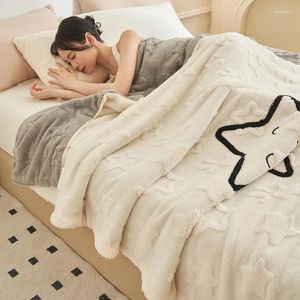 Blankets Stylish And Cute Throw Blanket Flannel Fleece Soft Adult Winter Warm Stitch Fluffy Bed Linen Bedspread For Sofa Bedroom Textile