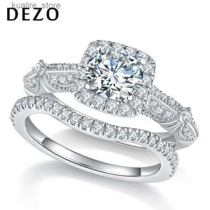 Кластерные кольца Dezo Moissanite Увабные кольца, установленные для женщины, общая 1,53CTW Vintage Solid 925 Серебряное обручальное кольцо VVS1 D Color GRA Сертификат L240402