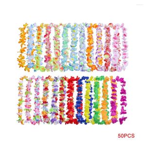 Decorative Flowers 50pcs Hawaii Christmas Wreath Door Party Decoration Garland Artificial Necklace Spring Beach Supplies