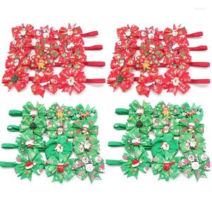 Dog Apparel 100PC/Lot Pet Grooming Accessories Christmas Bowties Red Green Santa Snowman Cat Bow Ties