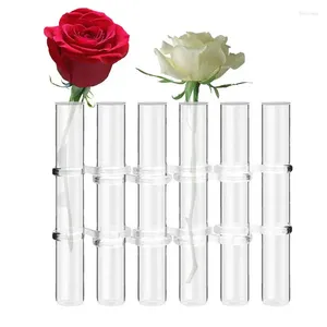 Vases Clear Glass Hinged Flower Vase Tube Set Hanging Holder Plant Container For Living Room Office Corridor Decor