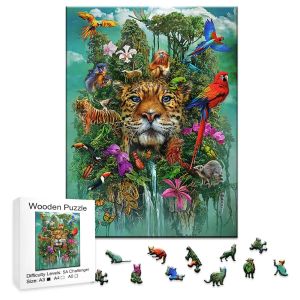 Jigsaw Puzzle New Wooden Puzzle Sun God Tiger Gift Box Unravels Puzzle Unique Shape Best Gift for Children and Adults