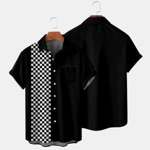 czarno -biała kratowa wysokiej jakości kreatywna koszula harajuku europejska i amerykańska duża koszula 240327