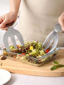 Forks Leeseph 2pcs Insalata Mano Server in acciaio inossidabile per servire la miscelazione di frutta di pasta e altro ancora sul bancone della cucina