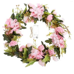 Flores decorativas grinaldas com luzes decoração artificial para a porta da frente Summer Flower Outdoor Wedding pendurado eucalipto rústico em casa