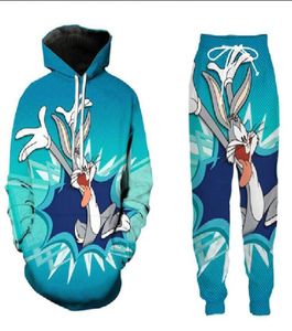 Nya mänskvorer Bugs Bunny Funny 3D -tryck modesuits Crewneck Sweatshirt and Pants 2 PCS Set Hoodies TT0278931902