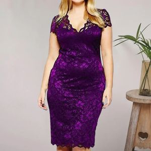نساء الصيف Seethrough Lace Patchwork Mini Dress Vneck Short Slive Slim Fit Plus Party Party Female Clothing 240408