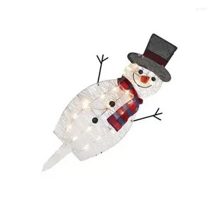 Party Decoration LED Light Up Snowman Stakes Christmas Outdoor Decorations Acrylic Ornament Floor Insert For Yard Garden Lawn Ground Plug