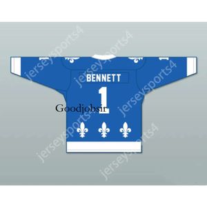 GDSIR Custom Gary Bennett 1 Le National de Quebec Mavi Hokey Jersey- Lance ET Compte Yeni Üst ED S-M-L-XL-XXL-3XL-4XL-5XL-6XL