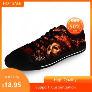 Shoes Slayer Heavy Metal Rock Band Horror Scary Casual Cloth 3D Print Low Top Canvas Fashion Shoes Mens Womens Breathable Sneakers