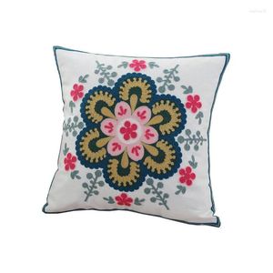 Pillow Geometric Embroidered Cover Cotton Boho Style Vintage Floral Ethnic For Sofa Home Decoration Throw Pillows