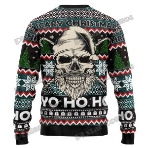 Autumn Winter Unisex Casual Knit Pullover Ströja Skull Pine Tree Christmas 3D Printed Men's Ugly Christmas Sweater KMY15
