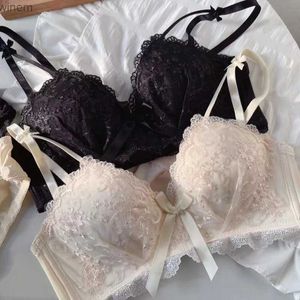 Kvinnors trosor anti sagging bralette stropplös behå lämplig för kvinnor sexiga underkläder koreanska push up bh svart underkläder söt koreansk stylel2404