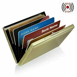 Nuovo supporto per carta da 1 pc uomini RFID bloccante in alluminio metallo slim wallet sacchetto di carta di credito anti-scansione Titolo thinsule Maschio Pulsiminum Slim Credit Card Holder