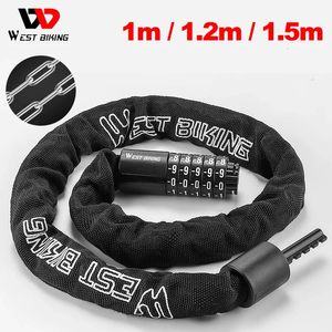 WEST BIKING 100150cm Bicycle Chain Code Lock Safety 5 Digit Combination AntiTheft Motorcycle Ebike Accessories 240401