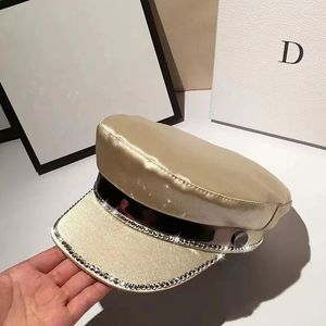 BERETS BRIGHT DIAMOND TREND MILITÄR STIL CAP LADER Märke Sailor Hat Captain Autumn Winter Solid Vintage High Fashion