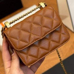 Klasyczny designerski luksusowy mody mini torba crossbody pikowana diamentowy wzór pikowanej brązowej torby na ramię kobiety