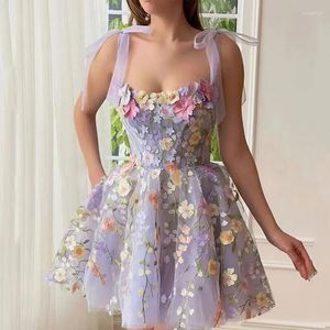 Casual Dresses Ladies Colorful Embroidered Flower Gauze Backless A-line Dress Summer Street Shooting Beautiful Lovely Fairy