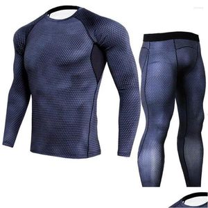 Mens Thermal Underwear 2024 Rashguard MMA Compression Clothing Suit Tops Tees Bas Layer Leggings Men Bodybuilding CrossFit T-shirt Dr OT2Y55