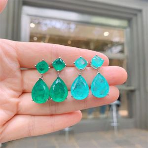 Серьги QTT 2022 Модные элегантные серьги с серьгами paraiba emerald tourmaline stone conger для женщин Серьги из бусин