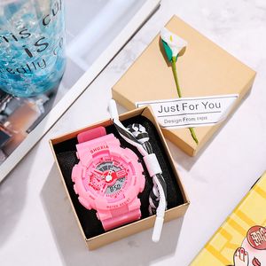 Dual Display Multi Functional Men's and Women's Sports Style Watch Student Trend Electronic Watch Pink Watch Unicorn Student Nightlight Tide Birthday Present